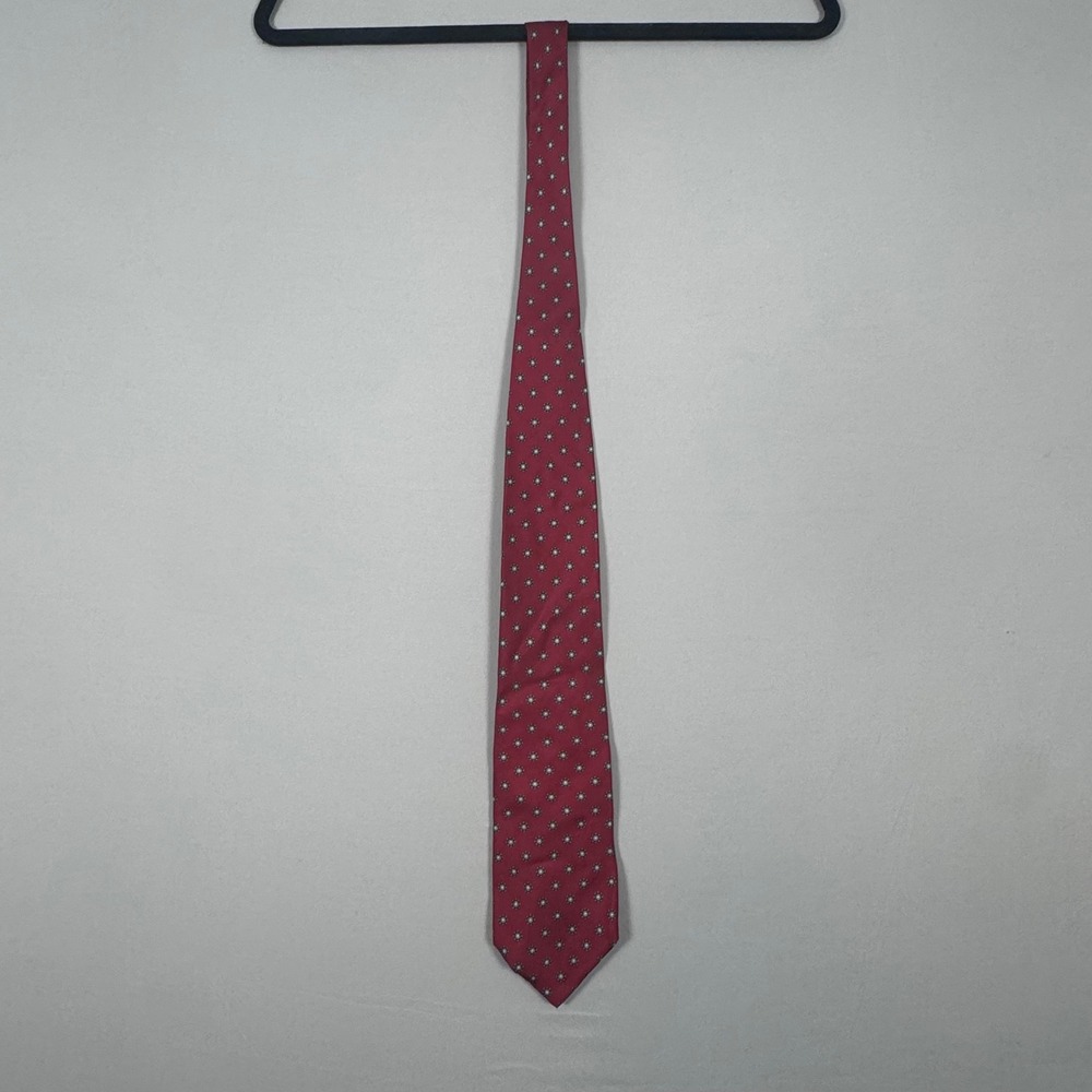 Marc Jeffries Tie Mens OS Red Excellent Vintage Silk Geometric Medallion Italy
